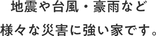 地震や台風・豪雨など様々な災害に強い家です。