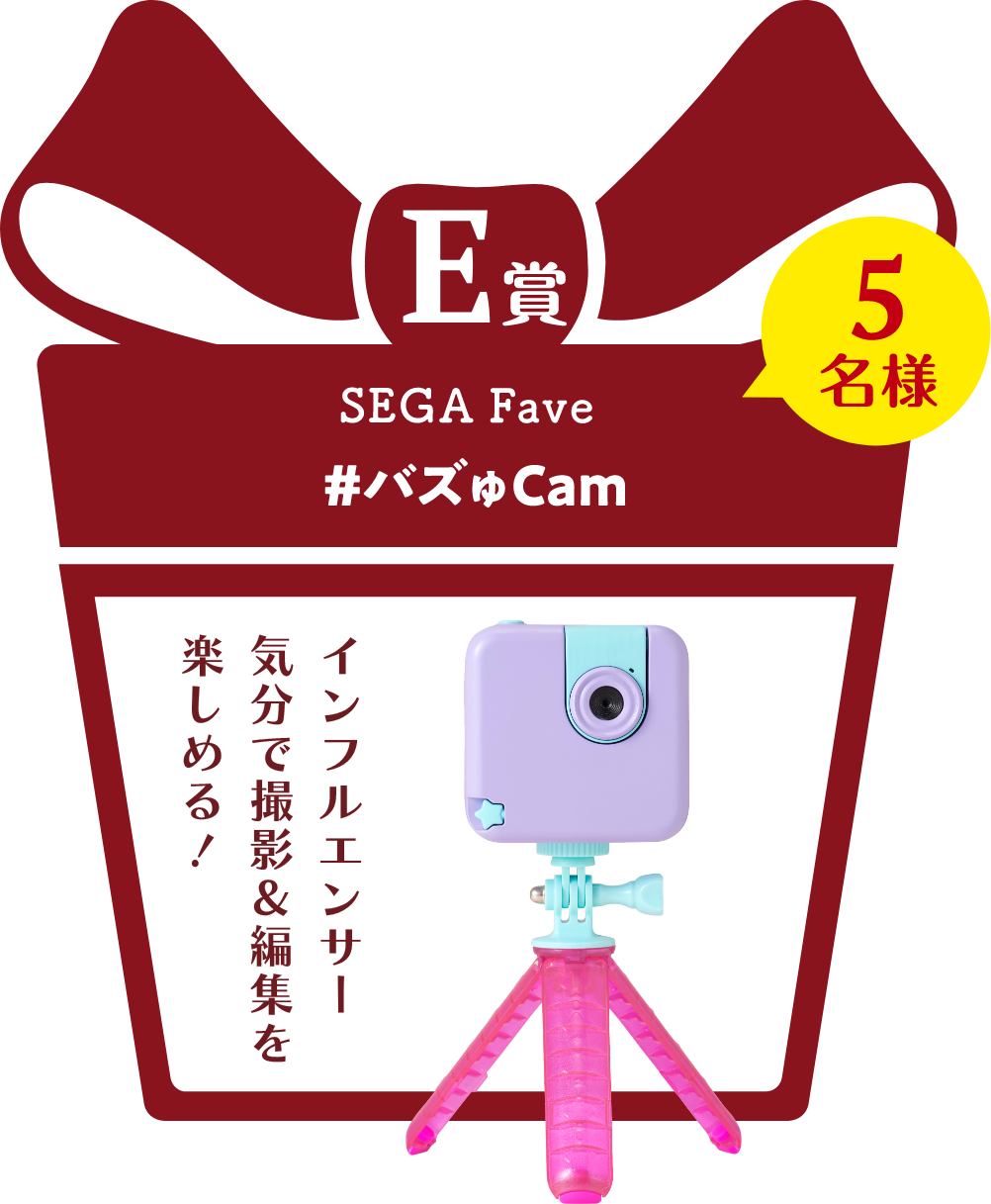 ■E賞:SEGA Fave「#バズゅCam」5名様