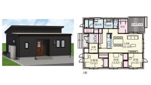 住宅タイプ：GRAND SMART / LDK（21畳）+ウッドデッキで、開放感のある広々とした平屋となっております。
