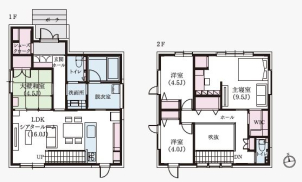 約32坪、3LDK+和室の2階建てのお家です♪