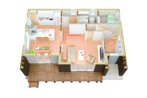 （１階床暖房敷設イメージ）
玄関・トイレ・お風呂まで！

