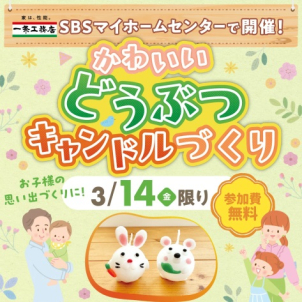 【３月１４日限定！ かわいいどうぶつキャンドルづくりワークショップ開催‼ ※参加費 無料】