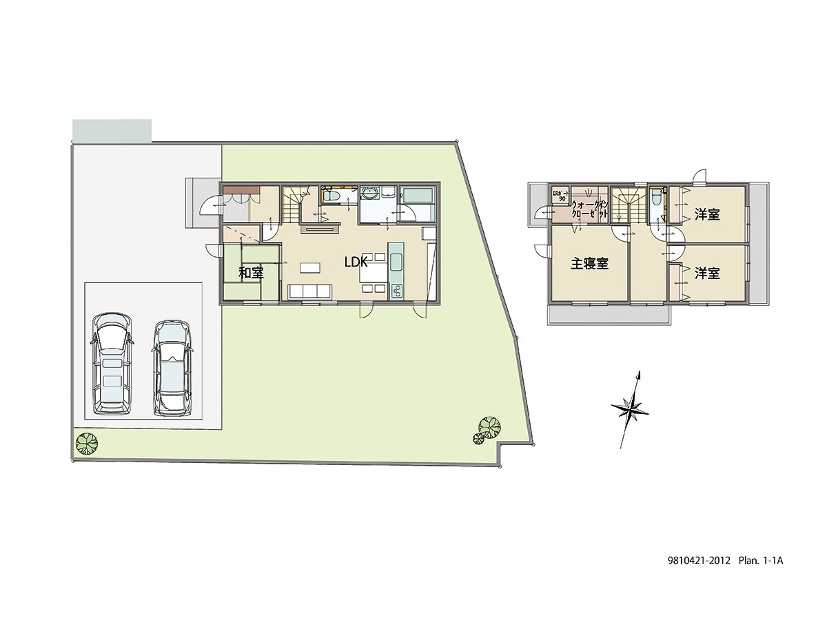 四国中央市寒川町 土地 区画番号No.3画地 「いつでも家族を感じられるプラン」 <br>建物タイプ:ｉ－ｓｍｉｌｅⅡ/延床面積:105.87㎡(32.02坪) <br>建物本体価格(参考):2,210万円(税込み)<br>