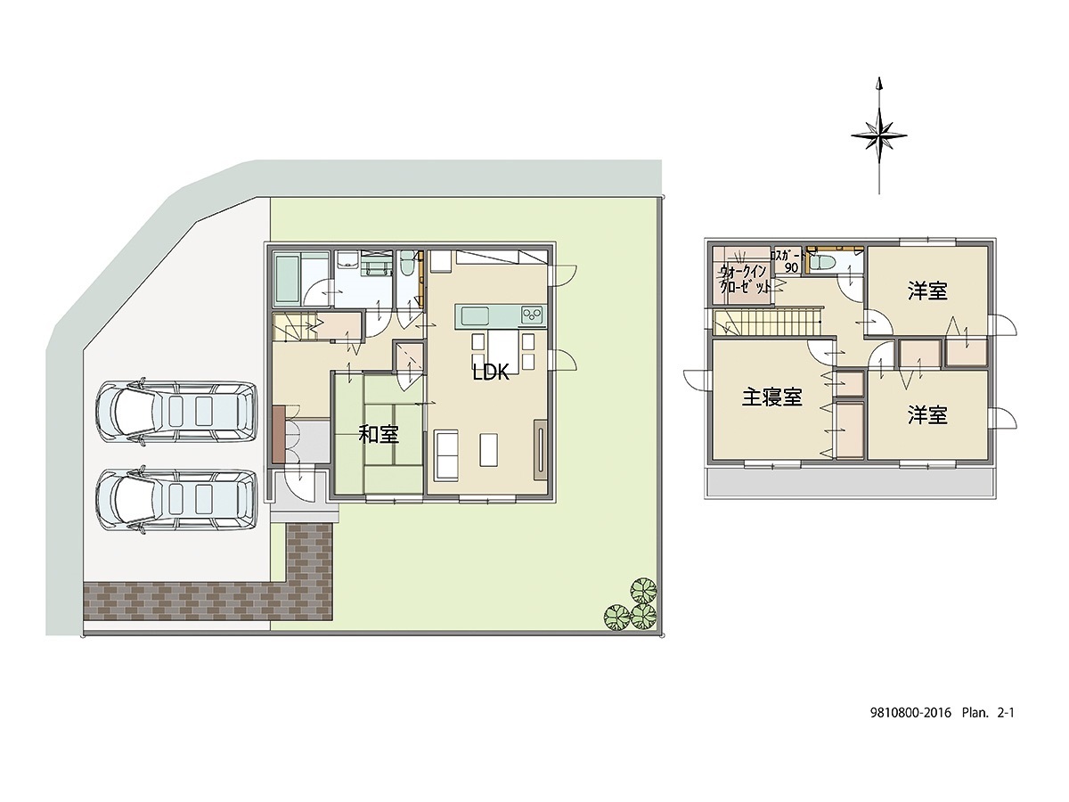 いわき市平幕ノ内 土地 区画番号No.2街区1 「叶えたいが詰まった充実プラン」 <br>建物タイプ:ｉ－ｓｍｉｌｅⅡ/延床面積:111.66㎡(33.77坪) <br>建物本体価格(参考):2,316万円(税込み)<br>