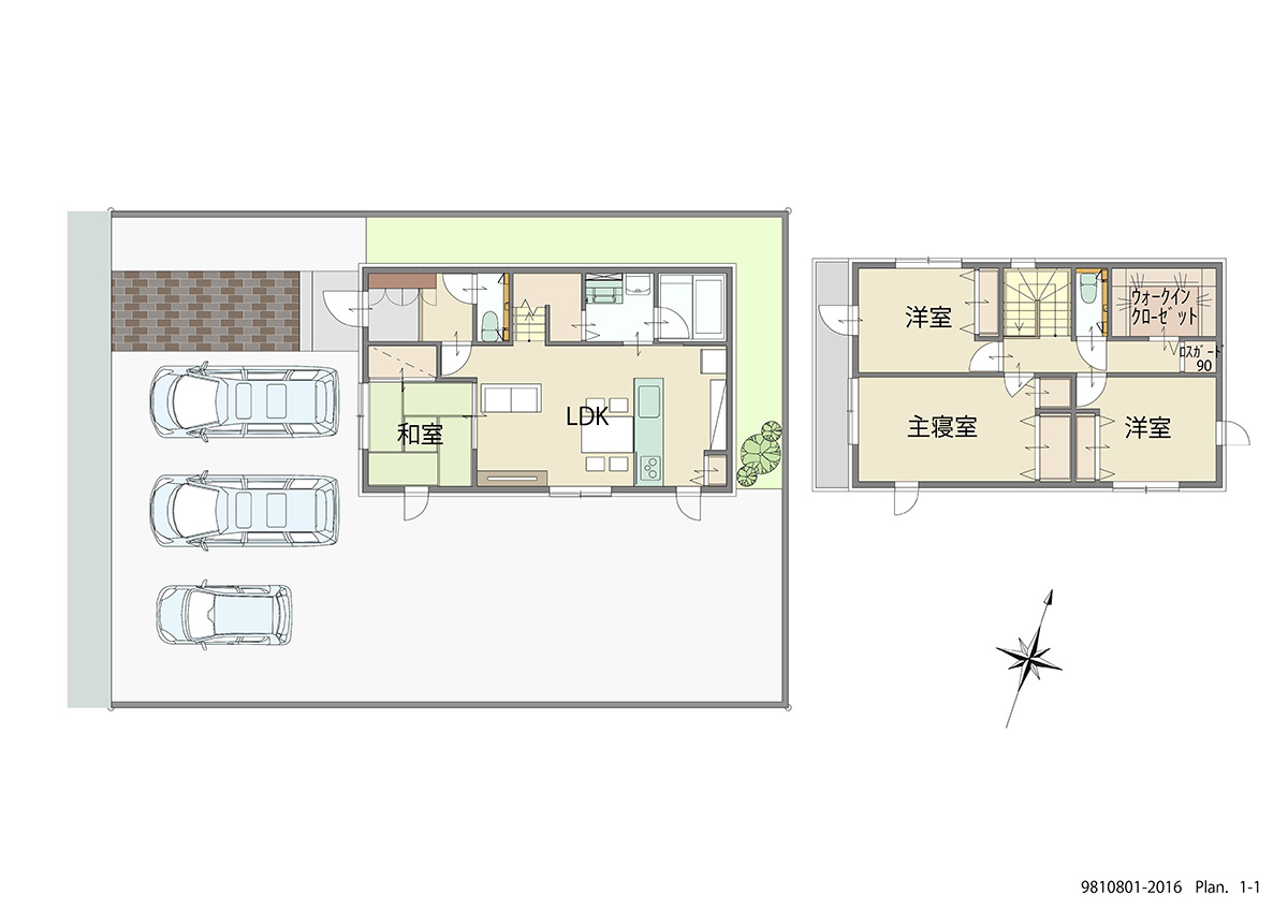 いわき市平幕ノ内 土地 区画番号No.2街区2 「いつでも家族を感じられるプラン」 <br>建物タイプ:ｉ－ｓｍｉｌｅⅡ/延床面積:100.86㎡(30.5坪) <br>建物本体価格(参考):2,064万円(税込み)<br>