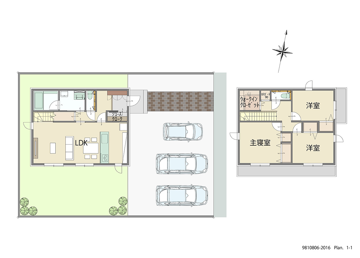 いわき市平幕ノ内 土地 区画番号No.2街区7 「使い方自由！様々な生活に対応可能なプラン」 <br>建物タイプ:ｉ－ｓｍｉｌｅⅡ/延床面積:105.82㎡(32坪) <br>建物本体価格(参考):2,200万円(税込み)<br>