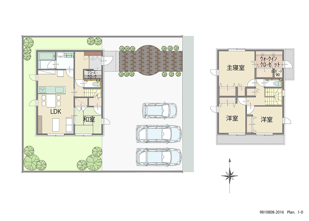 いわき市平幕ノ内 土地 区画番号No.2街区9 「家族を見守れるキッチン」 <br>建物タイプ:ｉ－ｓｍｉｌｅⅡ/延床面積:105.82㎡(32坪) <br>建物本体価格(参考):2,181万円(税込み)<br>