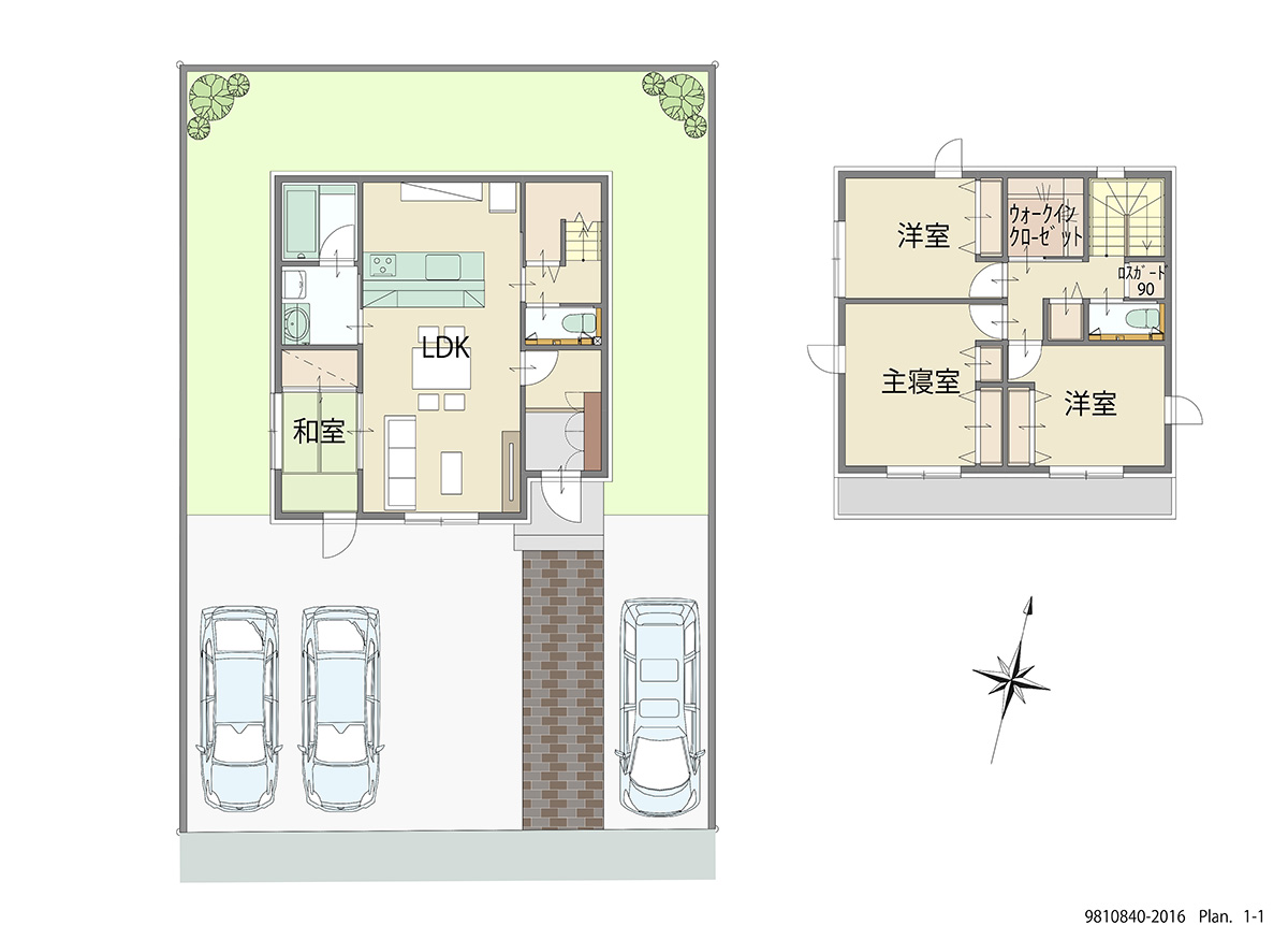 いわき市平幕ノ内 土地 区画番号No.10街区13 「子ども見守り安心要素満載のプラン」 <br>建物タイプ:ｉ－ｓｍｉｌｅⅡ/延床面積:99.15㎡(29.98坪) <br>建物本体価格(参考):2,039万円(税込み)<br>