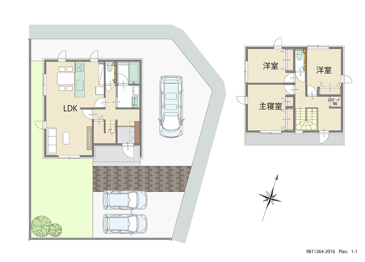 いわき市平幕ノ内 土地 区画番号No.12街区7 「ゆったり3LDK！実はリビング広々でおすすめプランです」 <br>建物タイプ:ｉ－ｓｍｉｌｅⅡ/延床面積:97.5㎡(29.48坪) <br>建物本体価格(参考):2,069万円(税込み)<br>