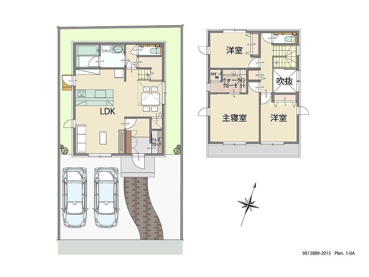 糸魚川市中央 土地 区画番号No.5 「家族がそれぞれの時間を 過ごせるLDKプラン」 <br>建物タイプ:ｉ－ｓｍｉｌｅⅡ/延床面積:102.46㎡(30.98坪) <br>建物本体価格(参考):2,125万円(税込み)<br>