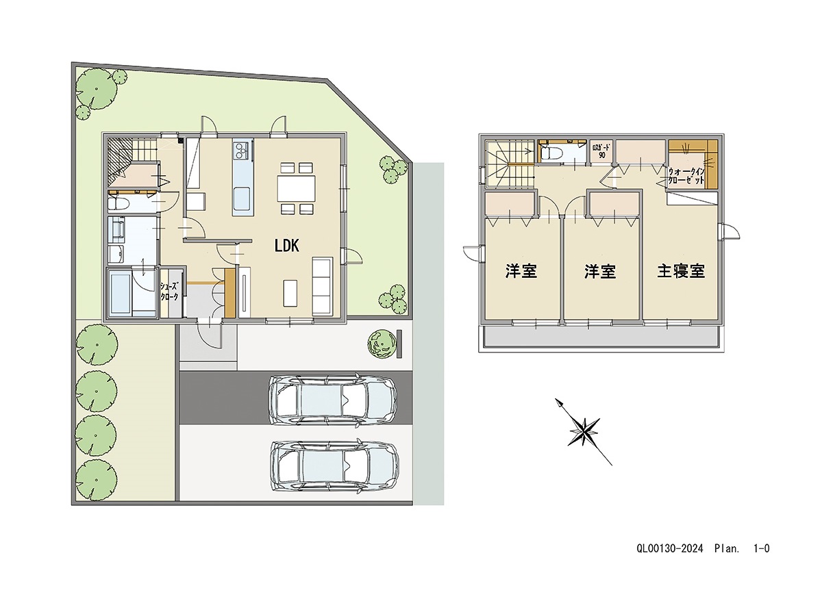 イイコトテラス舞々木町 土地 区画番号No.1 「生活時間が異なる家族におすすめプラン」 <br>建物タイプ:ｉ－ｓｍｉｌｅⅡ/延床面積:105.82㎡(32坪) <br>建物本体価格(参考):2,177万円(税込み)<br>