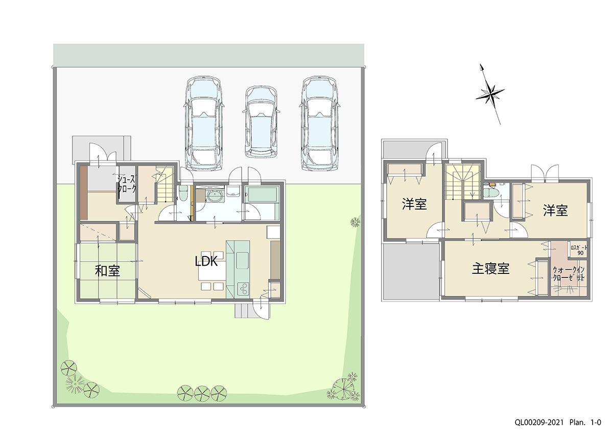 浜松市南区遠州浜２丁目 土地 区画番号No.2 「ほしい！が詰まった大満足プラン」 <br>建物タイプ:ｉ－ｓｍａｒｔⅡ/延床面積:106.79㎡(32.29坪) <br>建物本体価格(参考):2,654万円(税込み)<br>