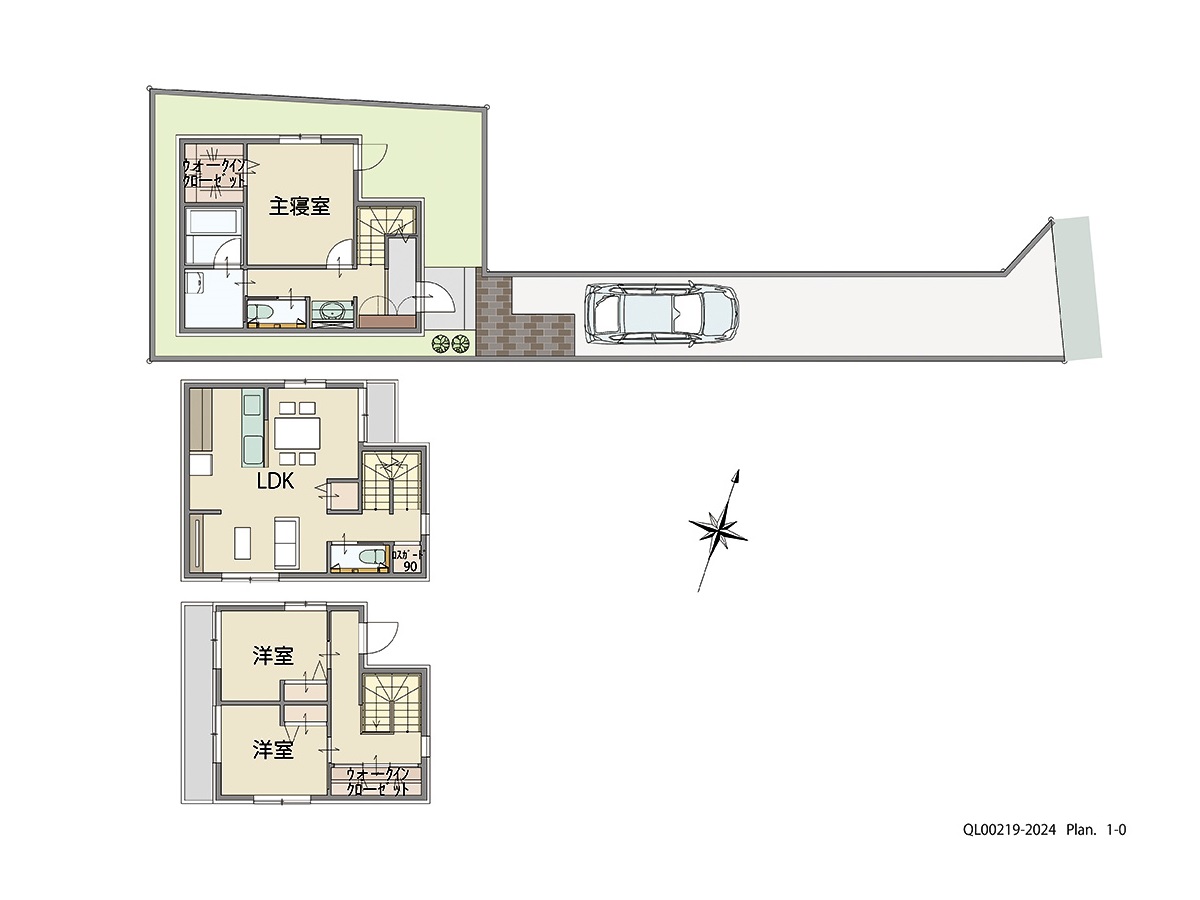 さいたま市北区櫛引町２丁目分譲 土地 区画番号No.③ 「スムーズな動線実現プラン」 <br>建物タイプ:３階建ｉ－ｓｍａｒｔⅡ/延床面積:69.16㎡(20.92坪) <br>建物本体価格(参考):2,533万円(税込み)<br>