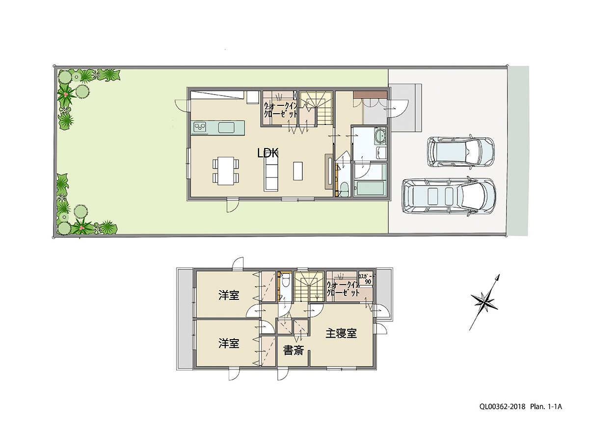 加西市北条町古坂 土地 区画番号No.2 「自慢の広々LDKプラン 」 <br>建物タイプ:ｉ－ｓｍｉｌｅⅡ/延床面積:110.88㎡(33.54坪) <br>建物本体価格(参考):2,266万円(税込み)<br>