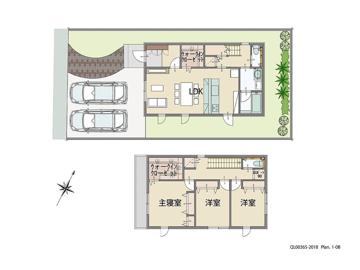 加西市北条町古坂 土地 区画番号No.5 「充実の収納！片付け好きになれるプラン 」 <br>建物タイプ:ｉ－ｓｍｉｌｅⅡ/延床面積:100.86㎡(30.5坪) <br>建物本体価格(参考):2,056万円(税込み)<br>