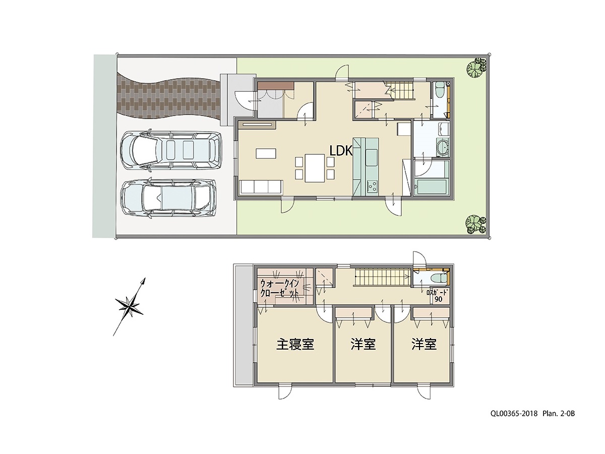 加西市北条町古坂 土地 区画番号No.5 「家族が集まるLDKプラン 」 <br>建物タイプ:ｉ－ｓｍｉｌｅⅡ/延床面積:104.21㎡(31.51坪) <br>建物本体価格(参考):2,118万円(税込み)<br>