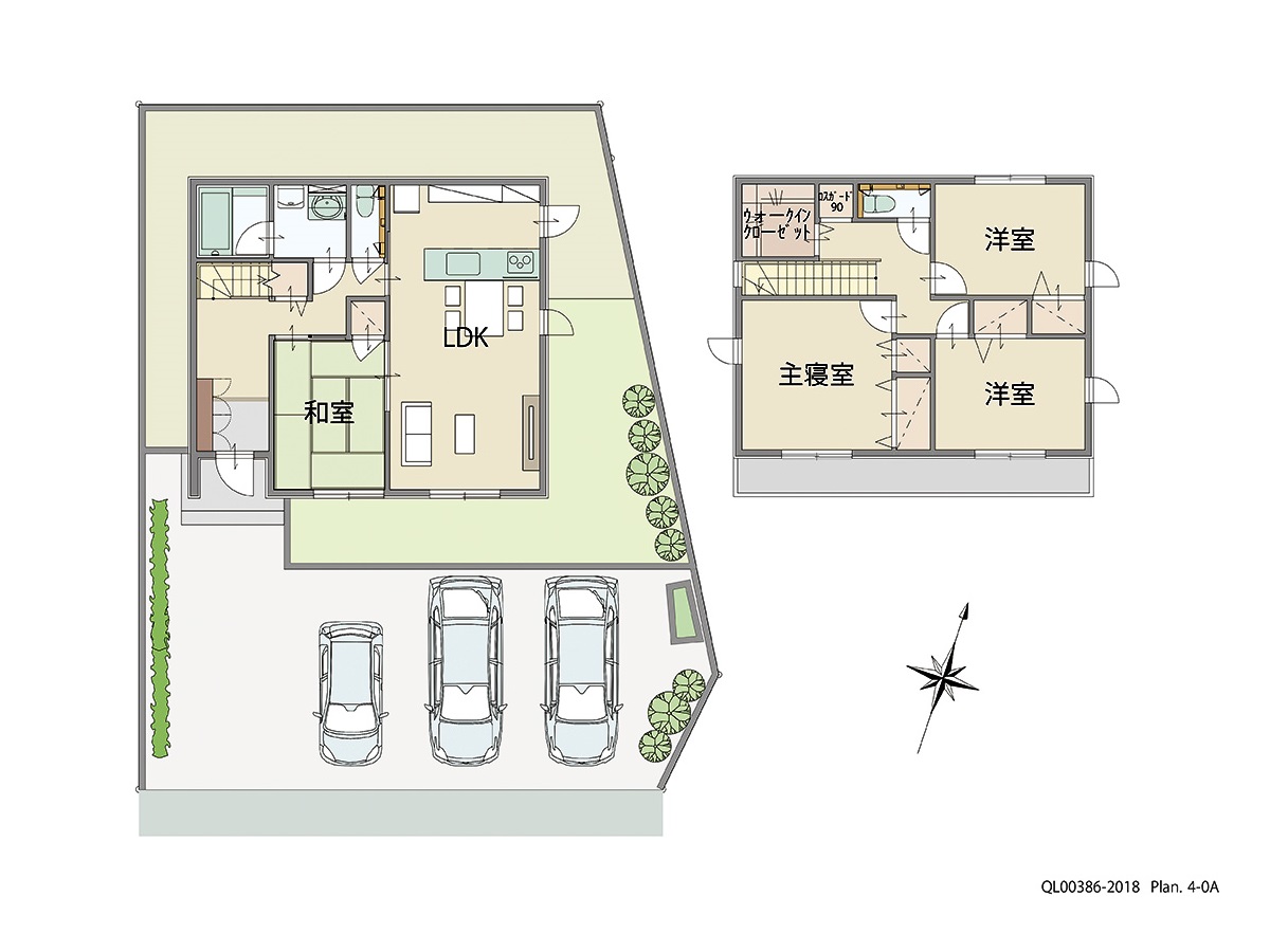 昭和町国母駅前 土地 区画番号No.3 「それぞれがお気に入りの場所を見つけられるプラン」 <br>建物タイプ:ｉ－ｓｍｉｌｅⅡ/延床面積:111.66㎡(33.77坪) <br>建物本体価格(参考):2,316万円(税込み)<br>