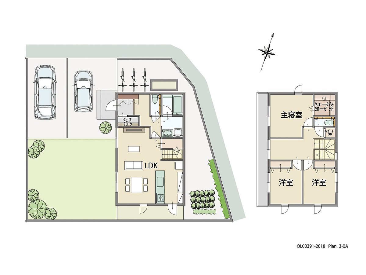 昭和町国母駅前 土地 区画番号No.4 「こだわりの詰まった大満足プラン」 <br>建物タイプ:ｉ－ｓｍｉｌｅⅡ/延床面積:100.86㎡(30.5坪) <br>建物本体価格(参考):2,087万円(税込み)<br>