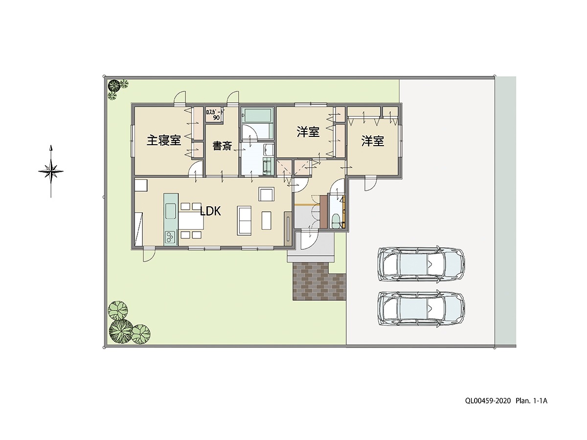 鹿児島県薩摩川内市天辰町６２０ 土地 区画番号No.2 「使い方自由！様々な生活に対応可能プラン」 <br>建物タイプ:ｉ－ｓｍｉｌｅⅡ/延床面積:88.02㎡(26.62坪) <br>建物本体価格(参考):2,081万円(税込み)<br>