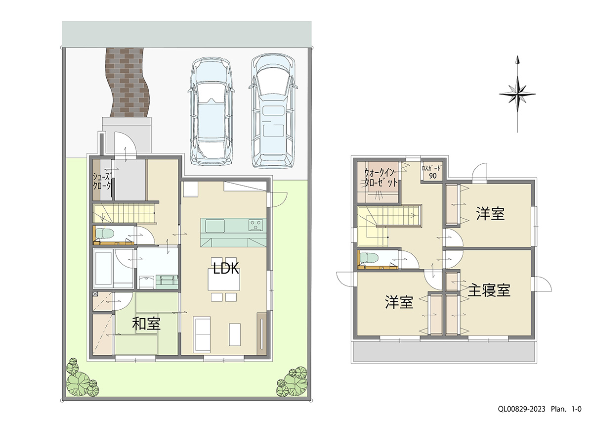 ふじと台５期 土地 区画番号No.中1-3 「収納たっぷり！片付け上手になれるおうち」 <br>建物タイプ:ｉ－ｓｍｉｌｅⅡ/延床面積:107.53㎡(32.52坪) <br>建物本体価格(参考):2,196万円(税込み)<br>