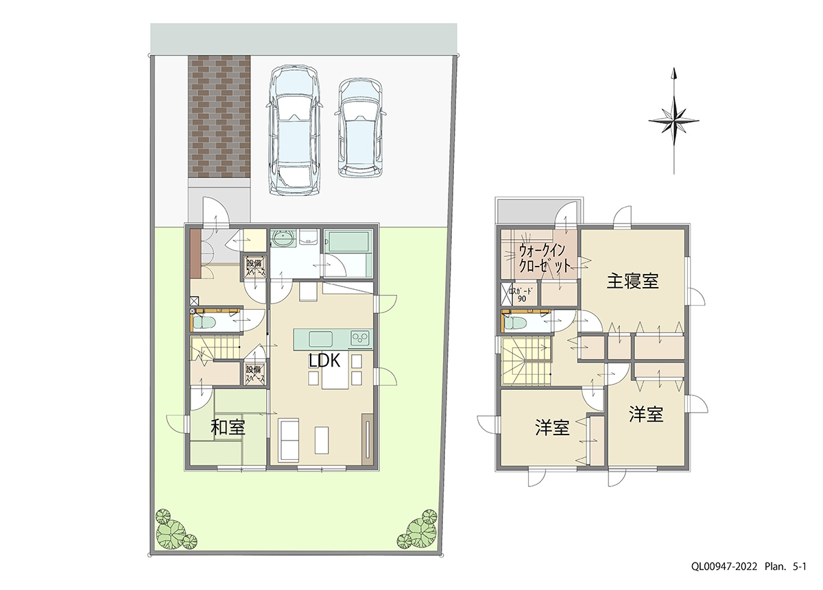 函館市日吉町 土地 区画番号No.1 「ゆとりの+1。畳のあるくらし　」 <br>建物タイプ:ｉ－ｓｍｉｌｅⅡ(北海道仕様)/延床面積:105.82㎡(32坪) <br>建物本体価格(参考):2,290万円(税込み)<br>