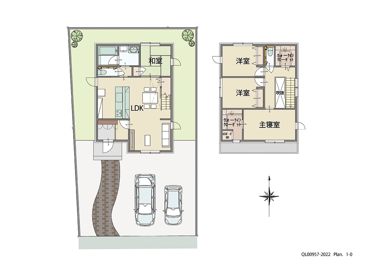 ｉ－ｔｏｗｎ里山辺Ⅱ 土地 区画番号No.1 「陽射しが降り注ぐ明るい LDKプラン」 <br>建物タイプ:ｉ－ｓｍｉｌｅⅡ/延床面積:106.7㎡(32.27坪) <br>建物本体価格(参考):2,195万円(税込み)<br>