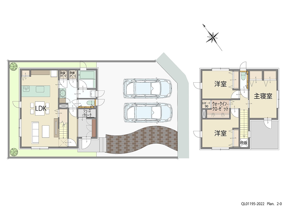 札幌市東区東苗穂七条三丁目 土地 区画番号No.2 「充実の収納！片付け好きになれるプラン」 <br>建物タイプ:ｉ－ｓｍａｒｔⅡ/延床面積:97.52㎡(29.49坪) <br>建物本体価格(参考):2,503万円(税込み)<br>