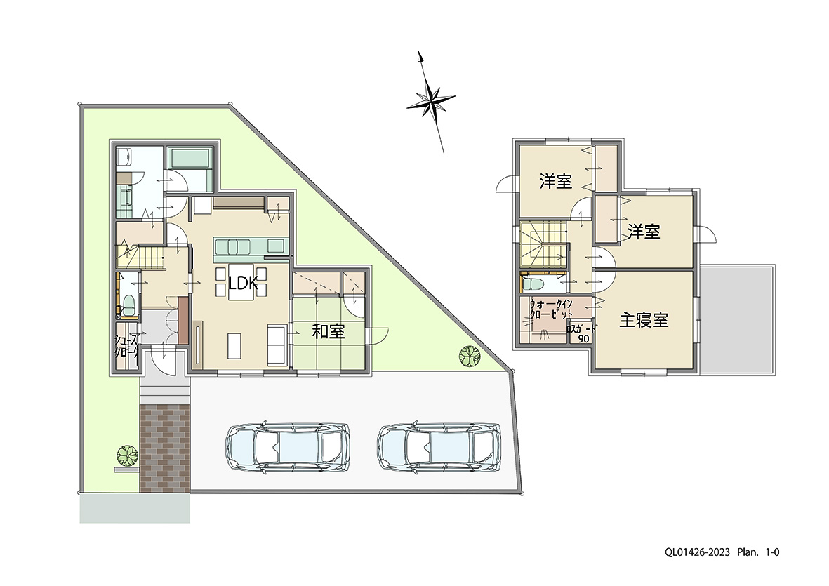 「子育てにも嬉しいLDKと隣接した和室採用プラン」 <br>建物タイプ:グラン・スマート/延床面積:101.87㎡(30.81坪) <br>建物本体価格(参考):2,699万円(税込み)<br>