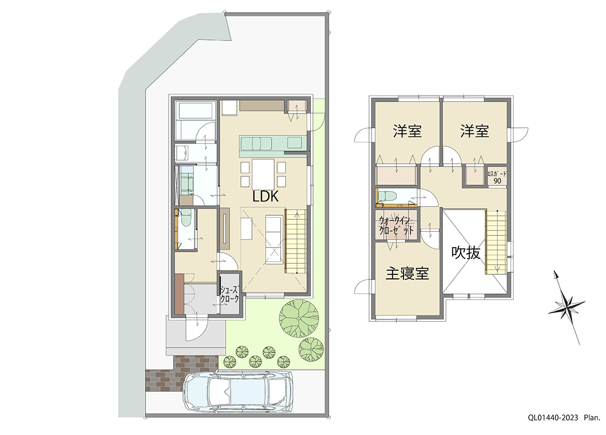 イイコトテラス立川市西砂町 土地 区画番号No.16 「開放感あふれる間取り」 <br>建物タイプ:グラン・スマート/延床面積:88.37㎡(26.73坪) <br>建物本体価格(参考):2,360万円(税込み)<br>