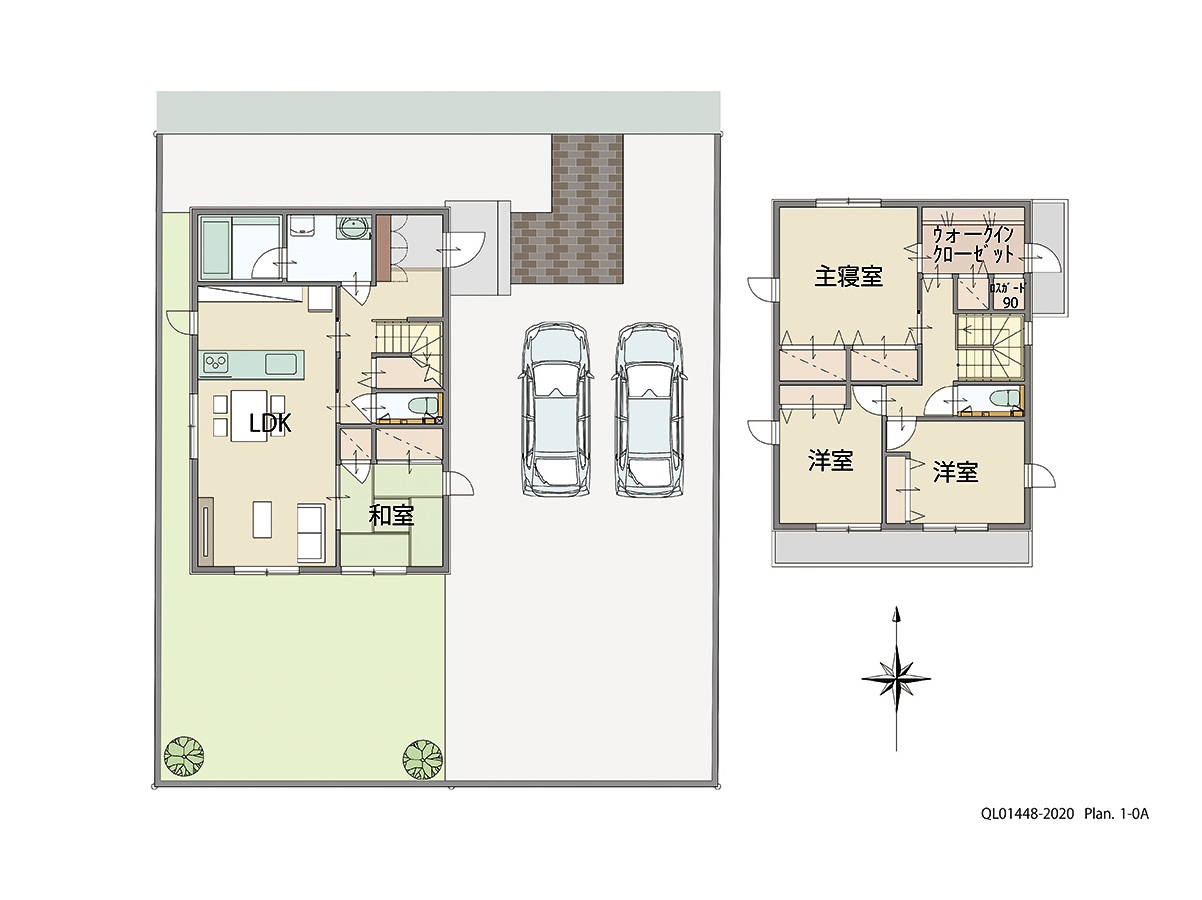 上北郡七戸町字荒熊内３期 土地 区画番号No.G 「家族それぞれの時間を大切にしたい方にお勧めプラン」 <br>建物タイプ:ｉ－ｓｍｉｌｅⅡ/延床面積:111.66㎡(33.77坪) <br>建物本体価格(参考):2,289万円(税込み)<br>