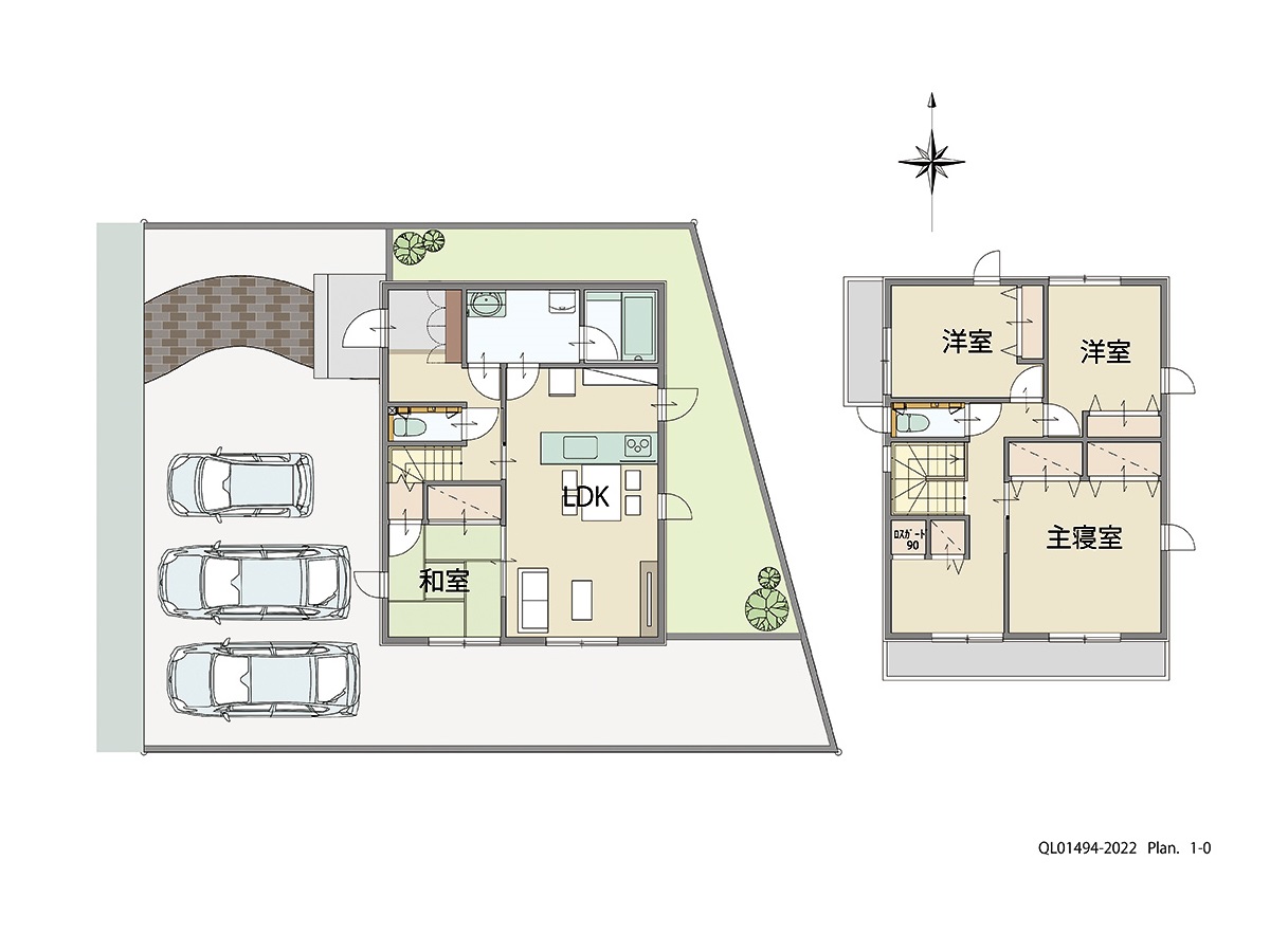 イイコトテラス鈴鹿市南玉垣町 土地 区画番号No.3 「使い方自由！様々な生活に対応可能プラン」 <br>建物タイプ:ｉ－ｓｍｉｌｅⅡ/延床面積:105.82㎡(32坪) <br>建物本体価格(参考):2,181万円(税込み)<br>