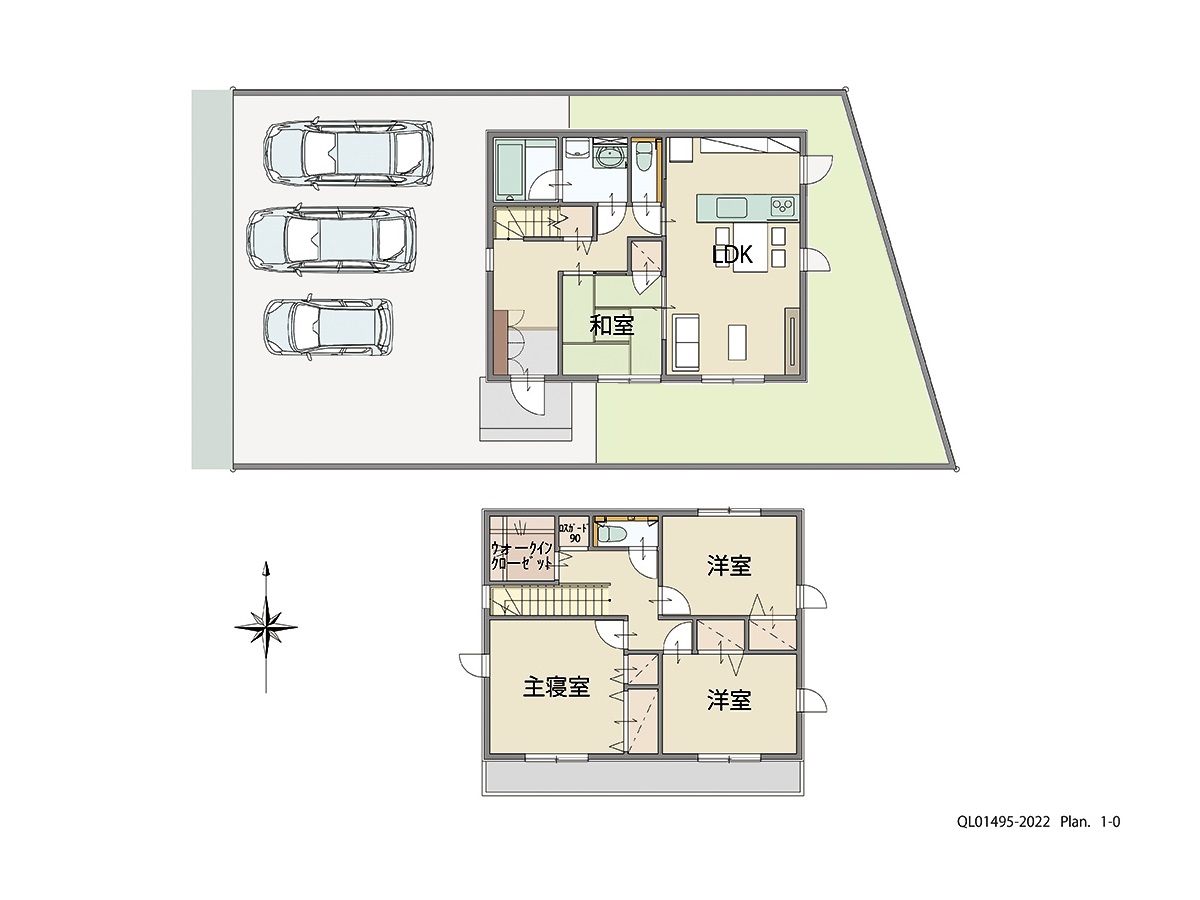 イイコトテラス鈴鹿市南玉垣町 土地 区画番号No.4 「ゆとりの+1。畳のあるくらし」 <br>建物タイプ:ｉ－ｓｍｉｌｅⅡ/延床面積:105.82㎡(32坪) <br>建物本体価格(参考):2,177万円(税込み)<br>