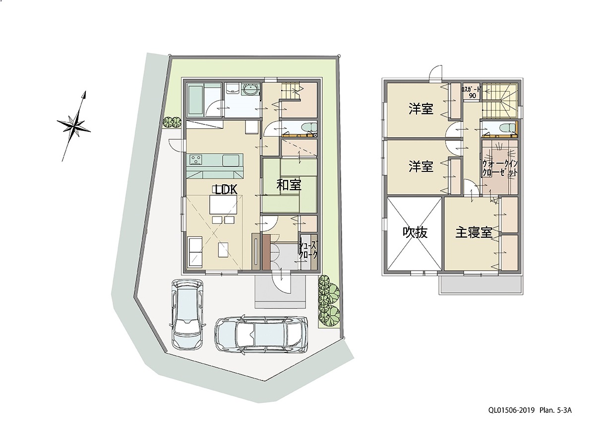 アイタウン第２期加古川町稲屋 土地 区画番号No.6 「お客様を呼びたくなる魅力の大空間吹抜け！」 <br>建物タイプ:ｉ－ｓｍｉｌｅⅡ/延床面積:107.4㎡(32.48坪) <br>建物本体価格(参考):2,257万円(税込み)<br>