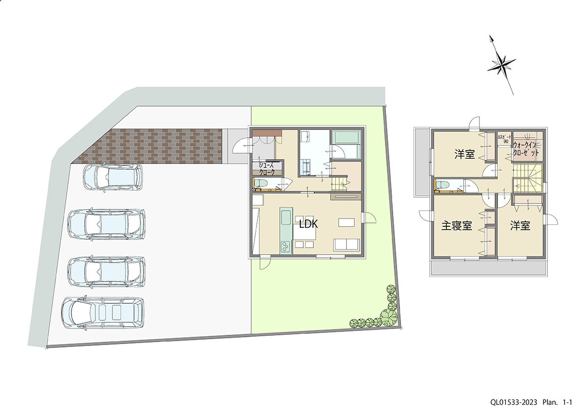 イイコトテラス宇都宮宝木本町 土地 区画番号No.9 「広いお庭のある暮らし」 <br>建物タイプ:ｉ－ｓｍｉｌｅⅡ/延床面積:94.14㎡(28.46坪) <br>建物本体価格(参考):1,976万円(税込み)<br>