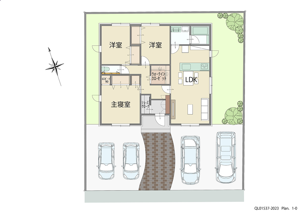 イイコトテラス宇都宮宝木本町 土地 区画番号No.13 「コンパクトで充実！平屋ならではです。」 <br>建物タイプ:ｉ－ｓｍｉｌｅⅡ/延床面積:89.63㎡(27.11坪) <br>建物本体価格(参考):2,058万円(税込み)<br>