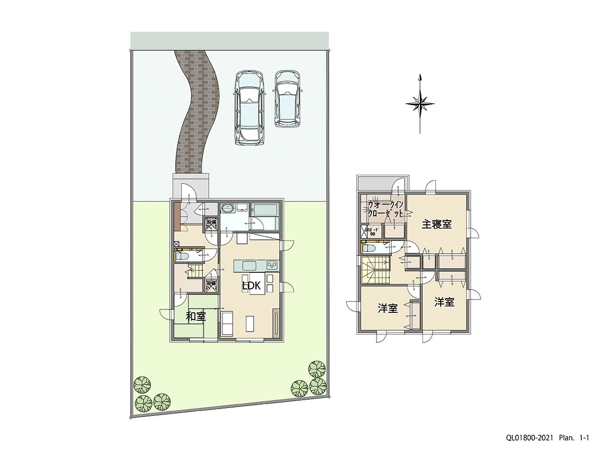 余市町まほろばの郷 土地 区画番号No.15-3 「いつでも家族を感じられるプラン」 <br>建物タイプ:ｉ－ｓｍｉｌｅⅡ(北海道仕様)/延床面積:105.82㎡(32坪) <br>建物本体価格(参考):2,290万円(税込み)<br>