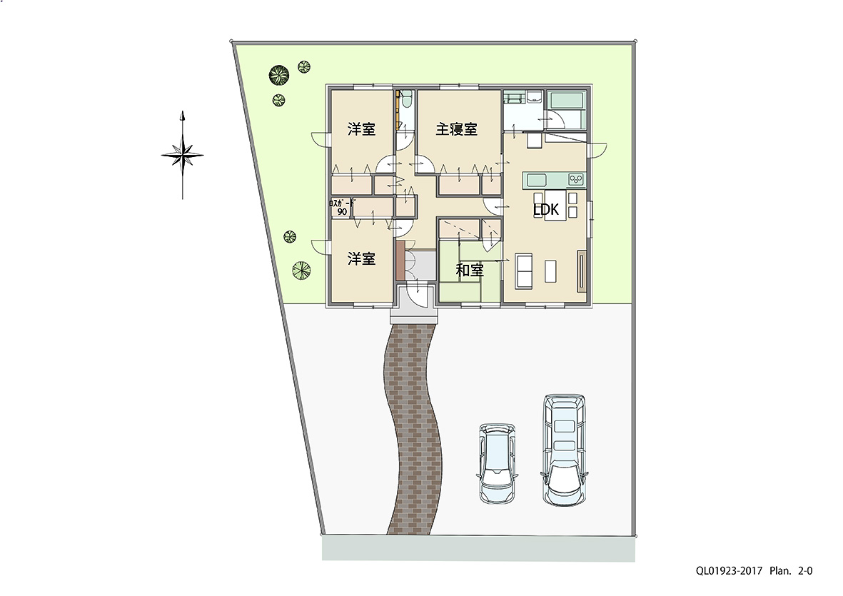 南相馬市北原 土地 区画番号No.D 「平屋の規格住宅」 <br>建物タイプ:ｉ－ｓｍｉｌｅⅡ/延床面積:98.78㎡(29.88坪) <br>建物本体価格(参考):2,210万円(税込み)<br>