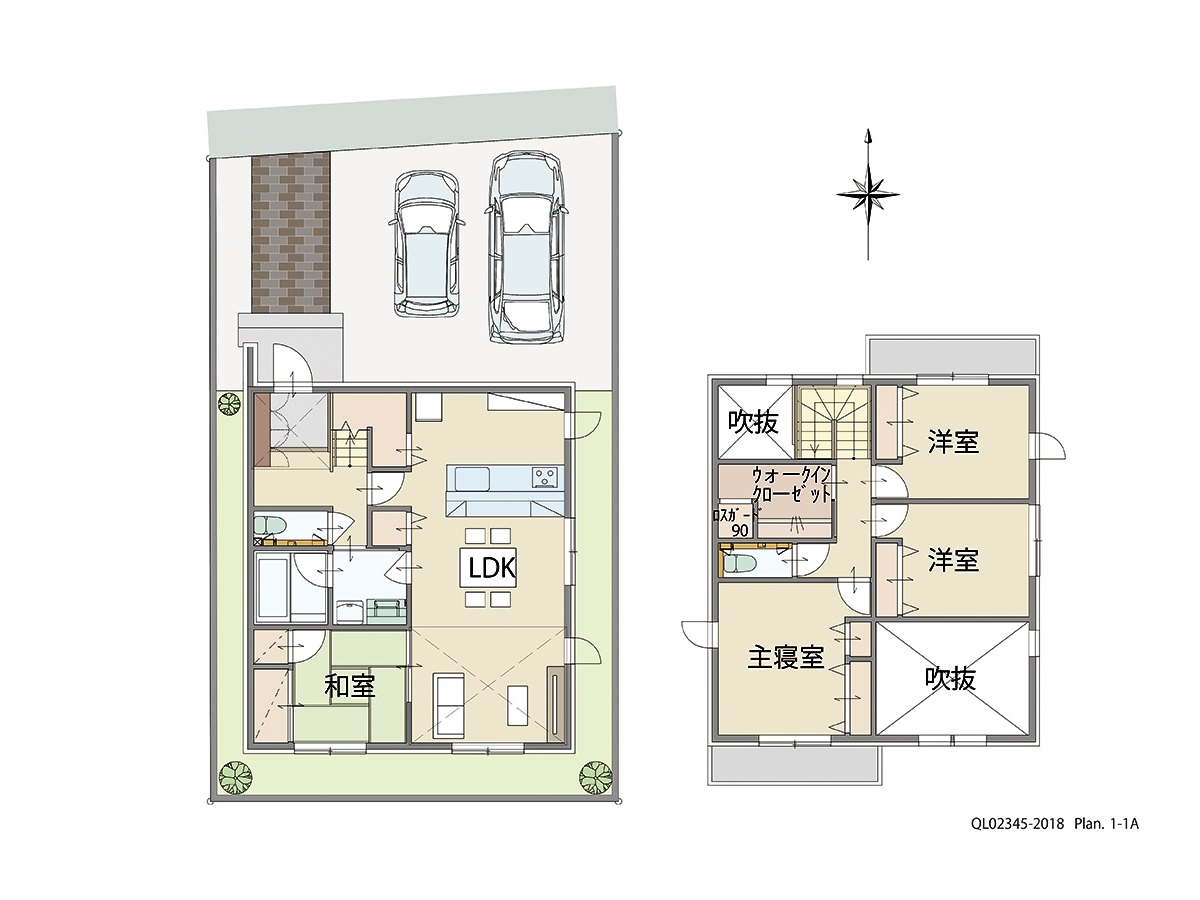 アイタウン西脇市和田町 土地 区画番号No.2 「ほしい！が詰まった大満足プラン」 <br>建物タイプ:ｉ－ｓｍｉｌｅⅡ/延床面積:107.31㎡(32.45坪) <br>建物本体価格(参考):2,316万円(税込み)<br>