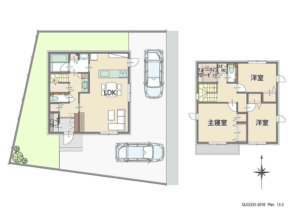 アイタウン西脇市和田町 土地 区画番号No.12 「家族それぞれのライフスタイルに配慮したプラン」 <br>建物タイプ:ｉ－ｓｍｉｌｅⅡ/延床面積:107.48㎡(32.5坪) <br>建物本体価格(参考):2,174万円(税込み)<br>