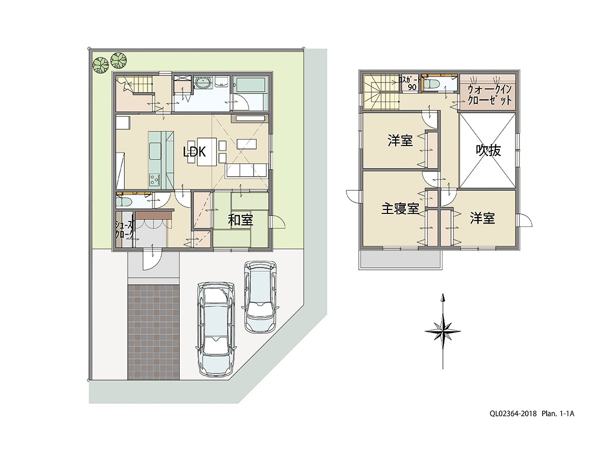 アイタウン西脇市和田町 土地 区画番号No.21 「お客様を呼びたくなる魅力の大空間吹抜け！」 <br>建物タイプ:ｉ－ｓｍｉｌｅⅡ/延床面積:110.79㎡(33.5坪) <br>建物本体価格(参考):2,323万円(税込み)<br>