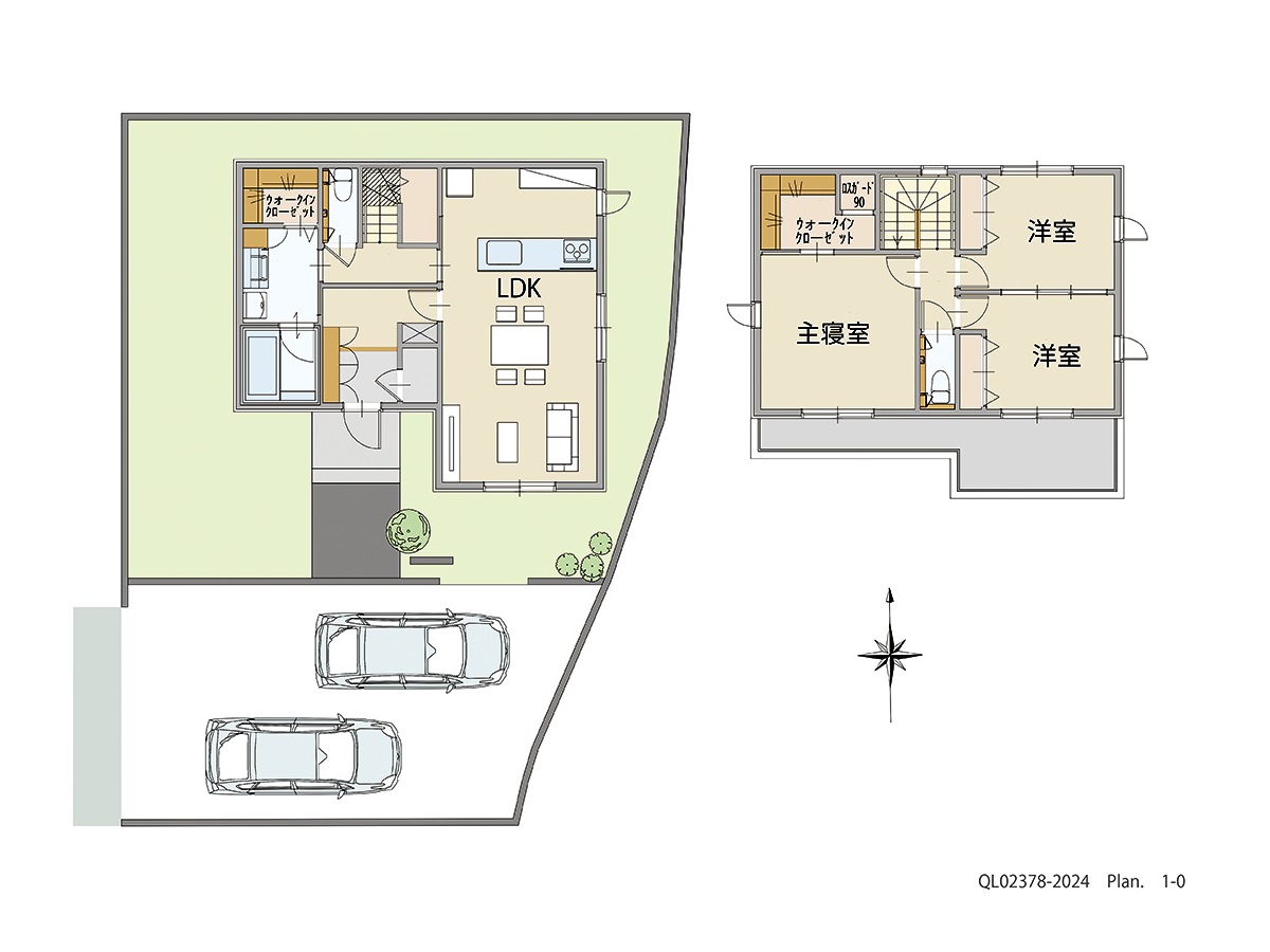 イイコトテラス伊賀平野 土地 区画番号No.3 「1階にウォークインクローゼット採用プラン」 <br>建物タイプ:ｉ－ｓｍｉｌｅⅡ/延床面積:97.54㎡(29.49坪) <br>建物本体価格(参考):2,046万円(税込み)<br>