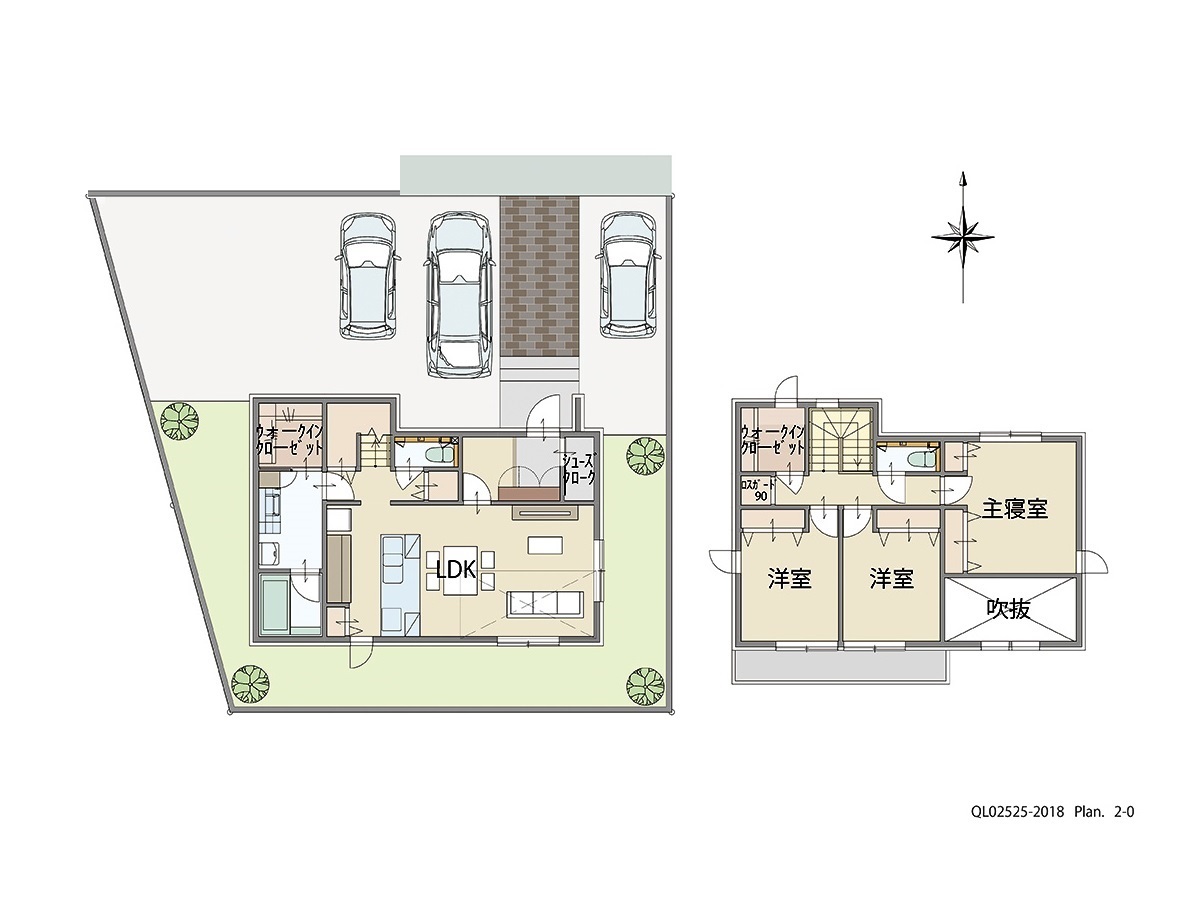 スマートタウン和多田 土地 区画番号No.4 「日差しが降り注ぐ明るいLDK採用プラン」 <br>建物タイプ:洋風セゾンＦ２ 夢の家Ⅳ仕様/延床面積:100.8㎡(30.48坪) <br>建物本体価格(参考):2,359万円(税込み)<br>