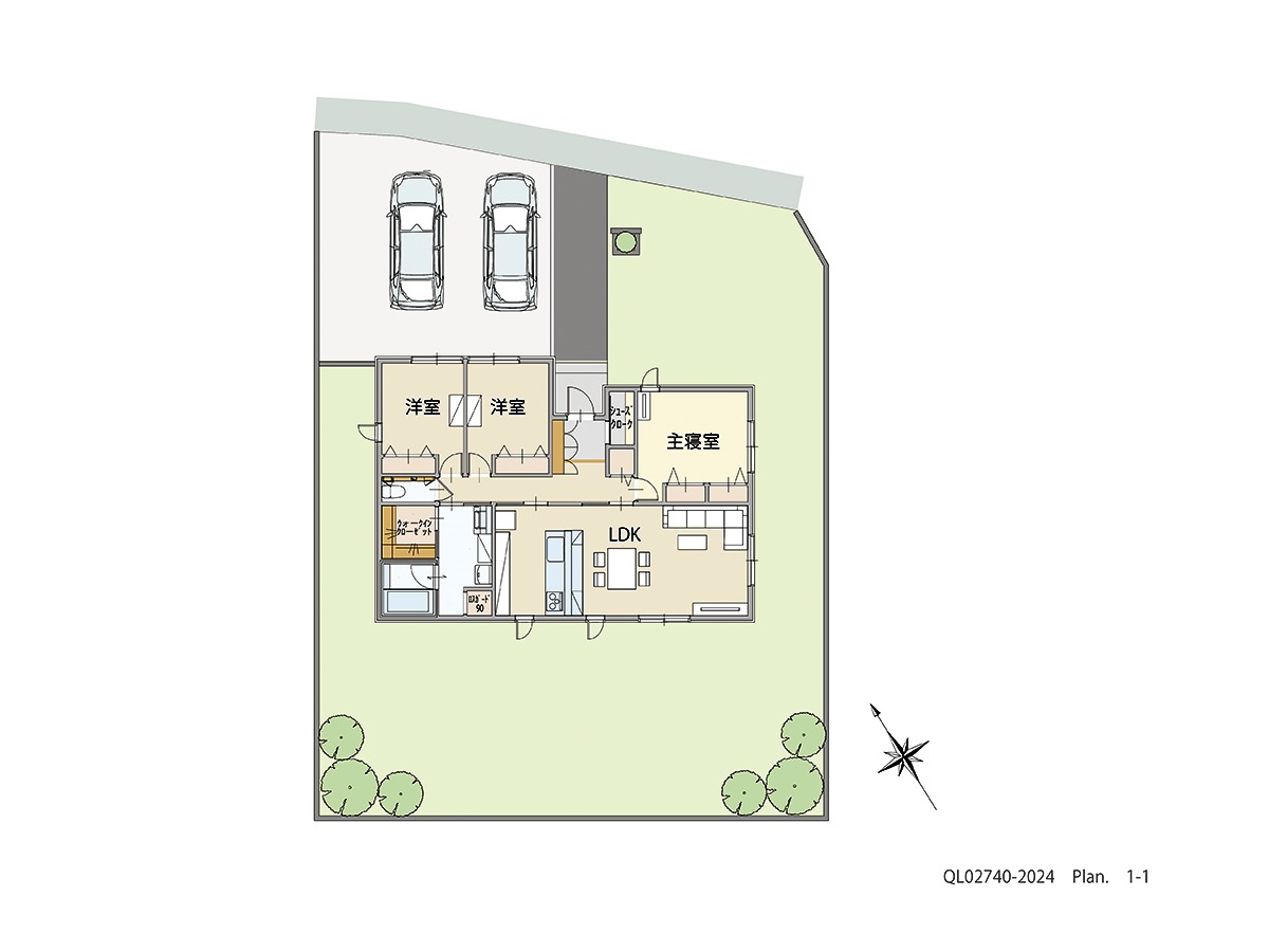 下都賀郡壬生町表町６区画 土地 区画番号No.1 「家族が集まるLDKプラン」 <br>建物タイプ:ｉ－ｓｍｉｌｅⅡ+/延床面積:90.5㎡(27.37坪) <br>建物本体価格(参考):2,115万円(税込み)<br>