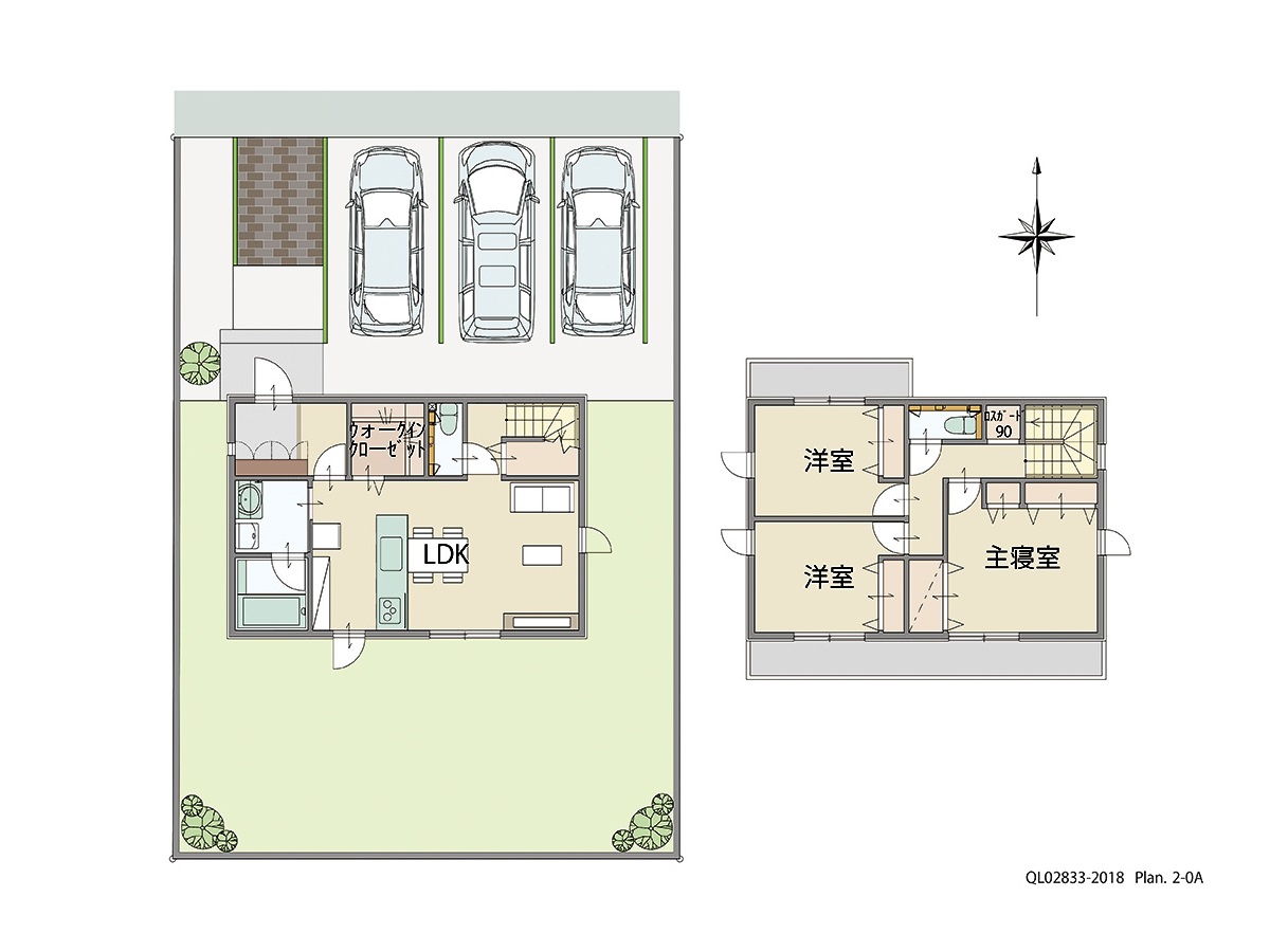 度会郡玉城町　一条タウン 土地 区画番号No.4 「重宝します！1階のウォークインクローゼット 」 <br>建物タイプ:ｉ－ｓｍｉｌｅⅡ/延床面積:90.82㎡(27.46坪) <br>建物本体価格(参考):1,943万円(税込み)<br>