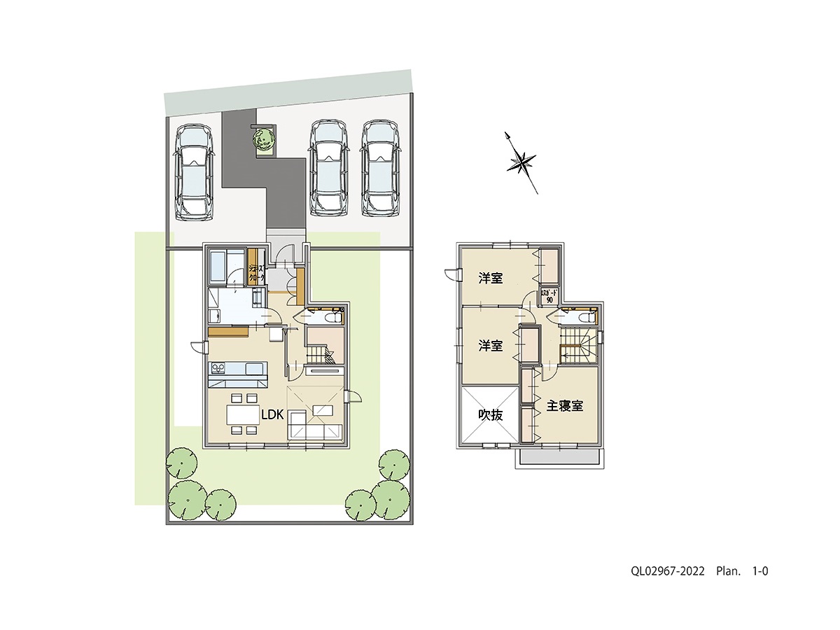 イイコトテラス小山市中久喜 土地 区画番号No.33 「リビングダイニングを分けたL字型LDKプラン」 <br>建物タイプ:ｉ－ｓｍｉｌｅⅡ+/延床面積:98.32㎡(29.73坪) <br>建物本体価格(参考):2,217万円(税込み)<br>