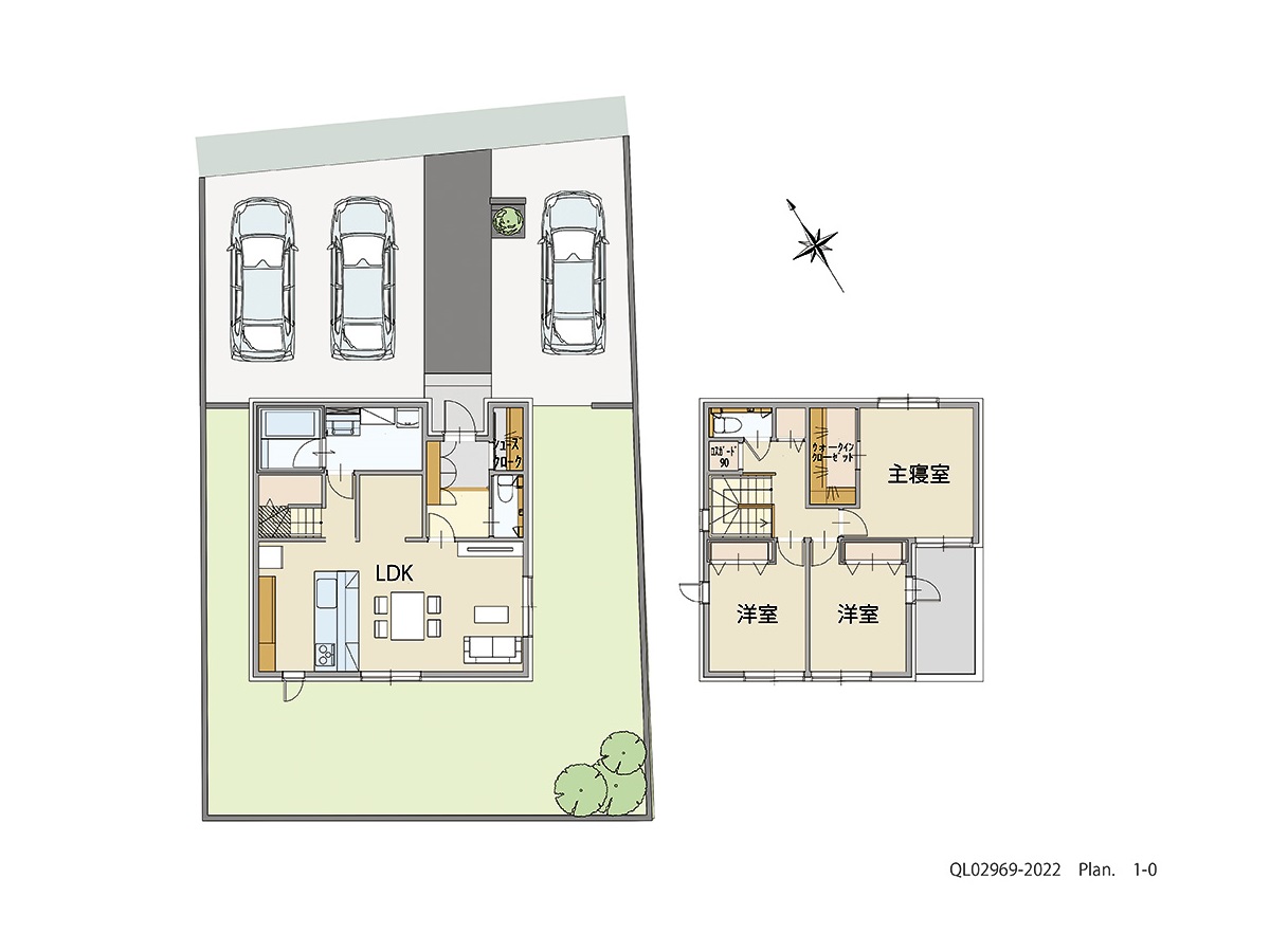 イイコトテラス小山市中久喜 土地 区画番号No.35 「趣味の時間を楽しめる書斎コーナー付プラン」 <br>建物タイプ:ｉ－ｓｍｉｌｅⅡ+/延床面積:99.24㎡(30.01坪) <br>建物本体価格(参考):2,192万円(税込み)<br>