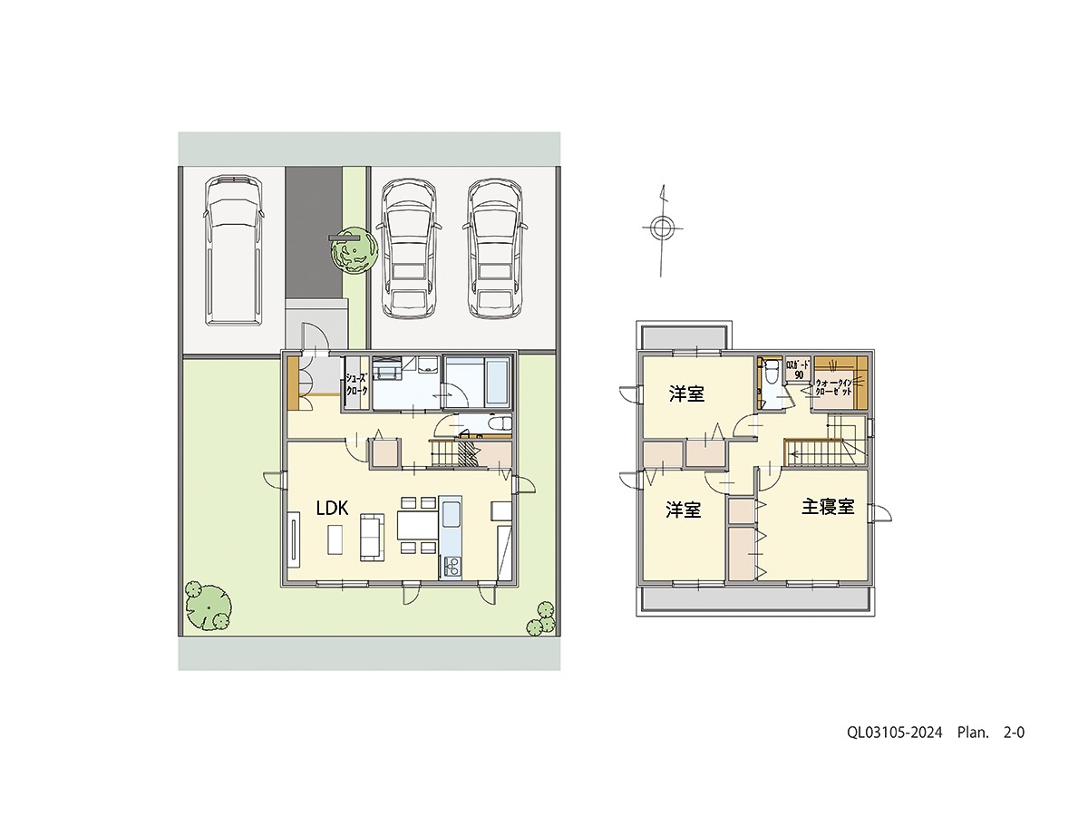 ふじと台６期 土地 区画番号No.東⑥北1-2 「動線スッキリの回遊プラン」 <br>建物タイプ:ｉ－ｓｍｉｌｅⅡ/延床面積:107.48㎡(32.5坪) <br>建物本体価格(参考):2,218万円(税込み)<br>