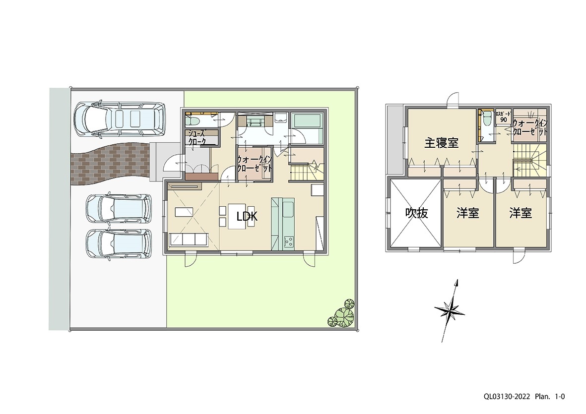 母ヶ浦町分譲地 土地 区画番号No.5-02 「忙しいご夫婦にもおすすめプラン」 <br>建物タイプ:ｉ－ｓｍｉｌｅⅡ/延床面積:104.07㎡(31.47坪) <br>建物本体価格(参考):2,203万円(税込み)<br>