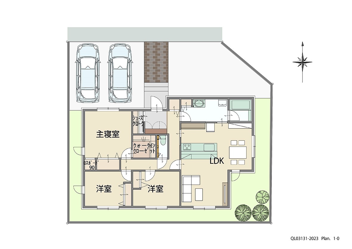 和歌山市つつじが丘 土地 区画番号No.225 「憧れの平屋プラン」 <br>建物タイプ:ｉ－ｓｍａｒｔⅡ/延床面積:94.64㎡(28.62坪) <br>建物本体価格(参考):2,457万円(税込み)<br>