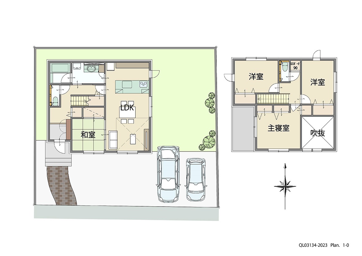 和歌山市つつじが丘 土地 区画番号No.228 「忙しいご夫婦にピッタリ！家事ラクプラン」 <br>建物タイプ:ｉ－ｓｍａｒｔⅡ/延床面積:104.94㎡(31.74坪) <br>建物本体価格(参考):2,645万円(税込み)<br>